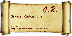Grusz Radomér névjegykártya